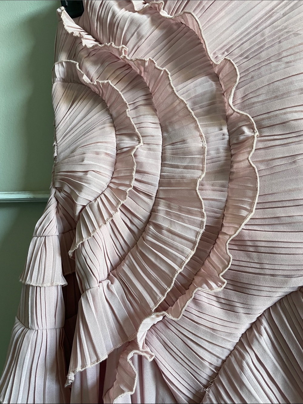 Pleated Ruffle Maxi Dress in Blush Pink - Picture 3 of 12
